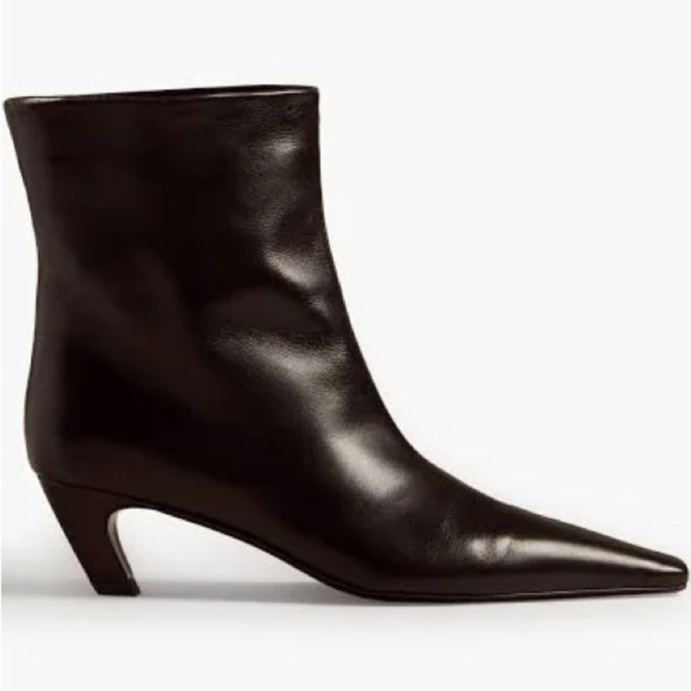 Khaite Arizona Black Leather Ankle Boot